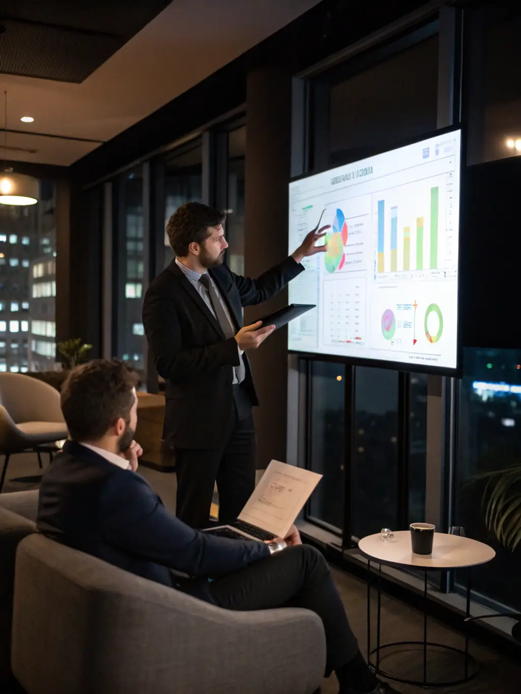 A consultant presenting a strategic plan to a client, demonstrating TECHDATA's strategic planning and business development expertise.